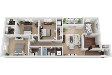 Floor plan for 3 beds, 2 baths, 1320 sqft